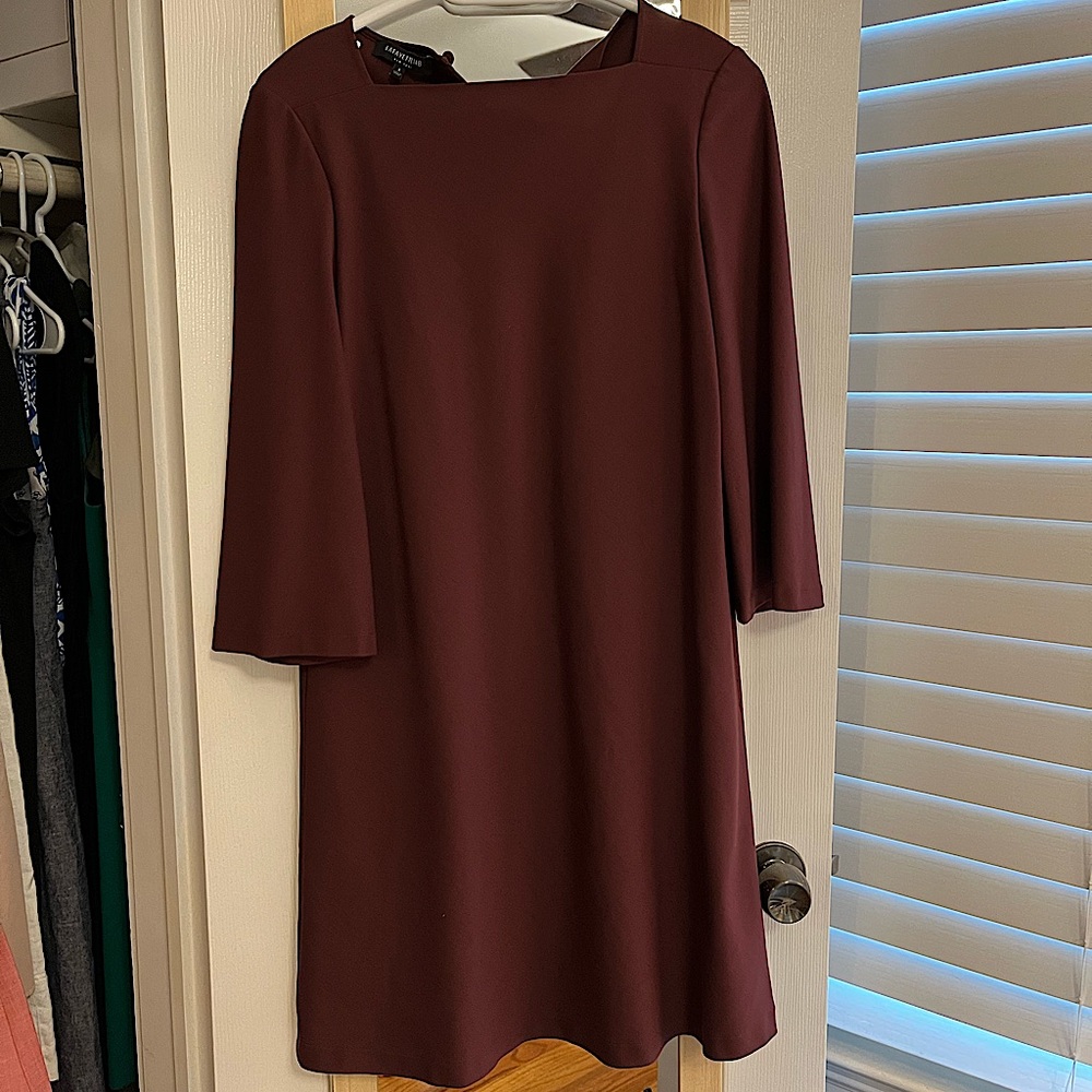 Reduced!  Lafayette 148 square neckline dress with 3/4 sleeves.
